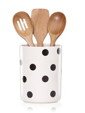 Lenox Kate Spade polka dot All In Good Taste crock utensil holder